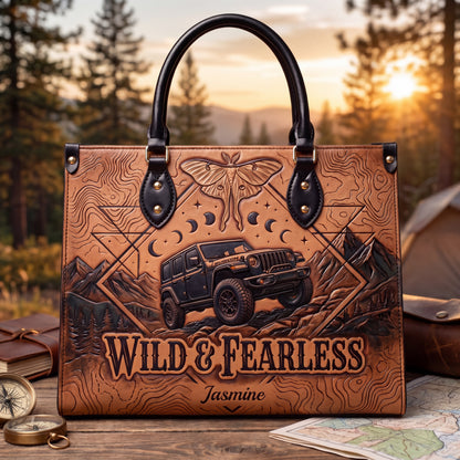 Wild & Fearless Butterfly Jeep Personalized Leather Bag