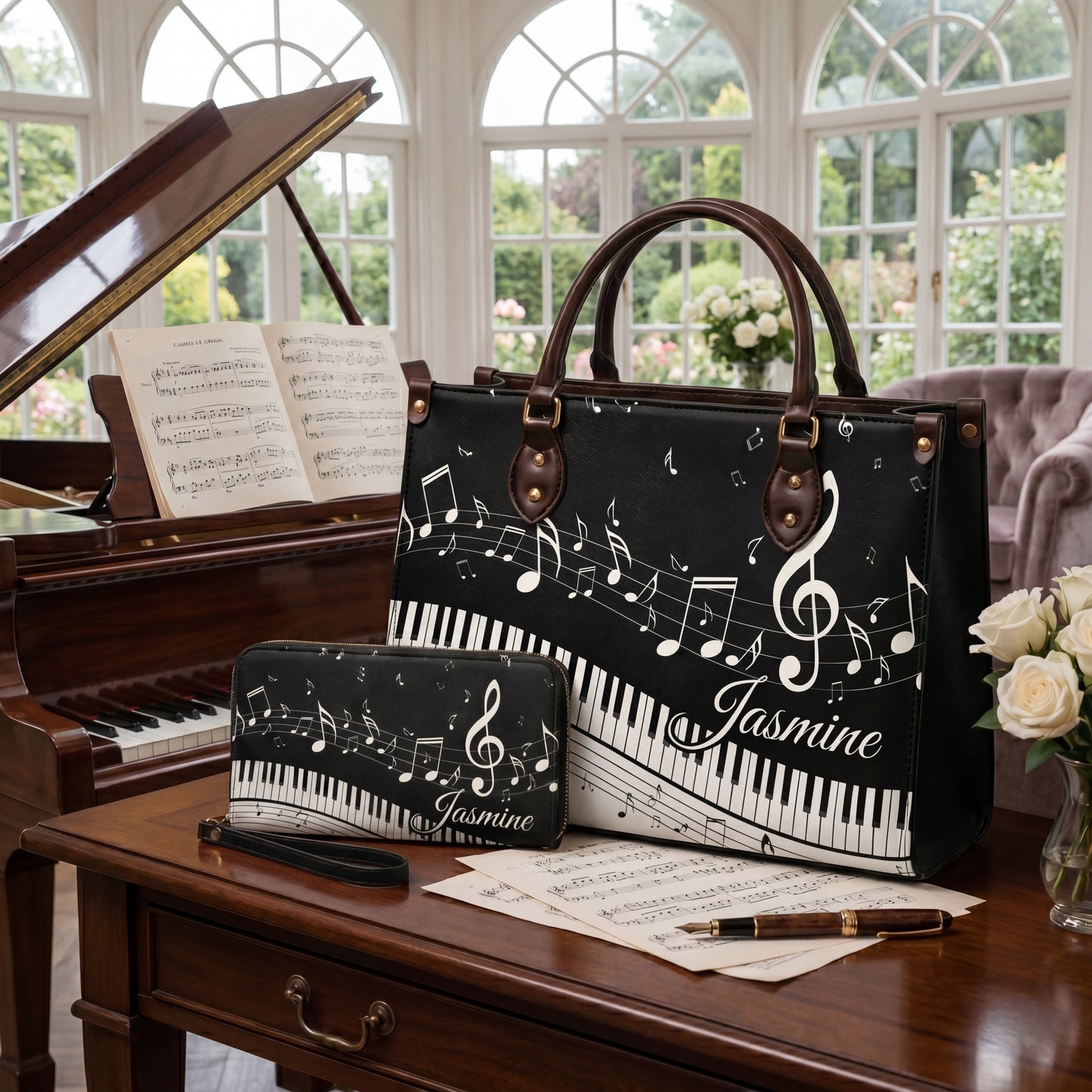 Piano Tiles Personalized Leather Bag + Free Wallet