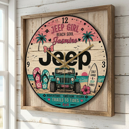 Jeep Vibes Personalized Wooden Clock