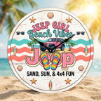 Jeep Girl Beach Vibe Wooden Clock