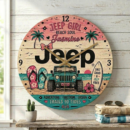 Jeep Vibes Personalized Wooden Clock