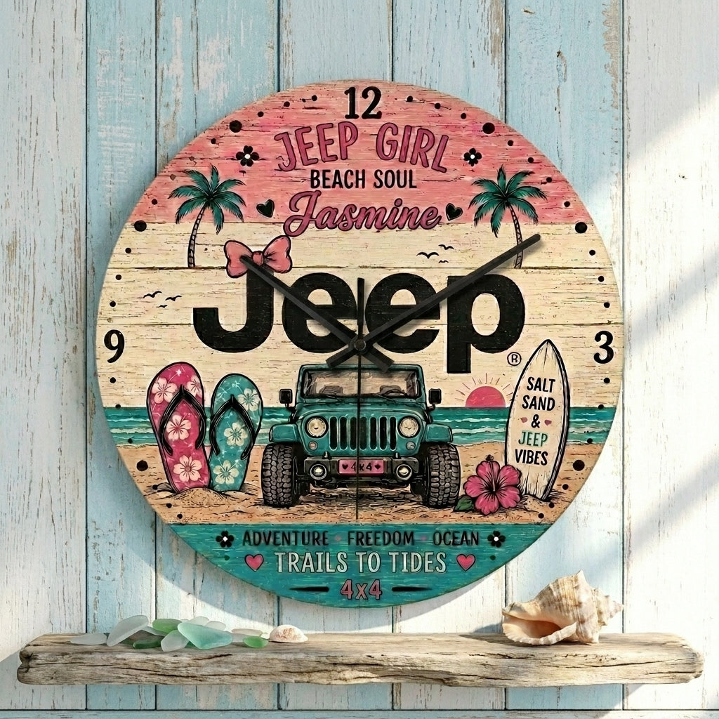 Jeep Vibes Personalized Wooden Clock