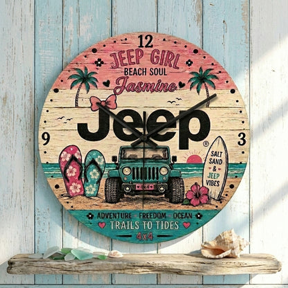Jeep Vibes Personalized Wooden Clock