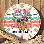 Jeep Girl Beach Vibe Wooden Clock