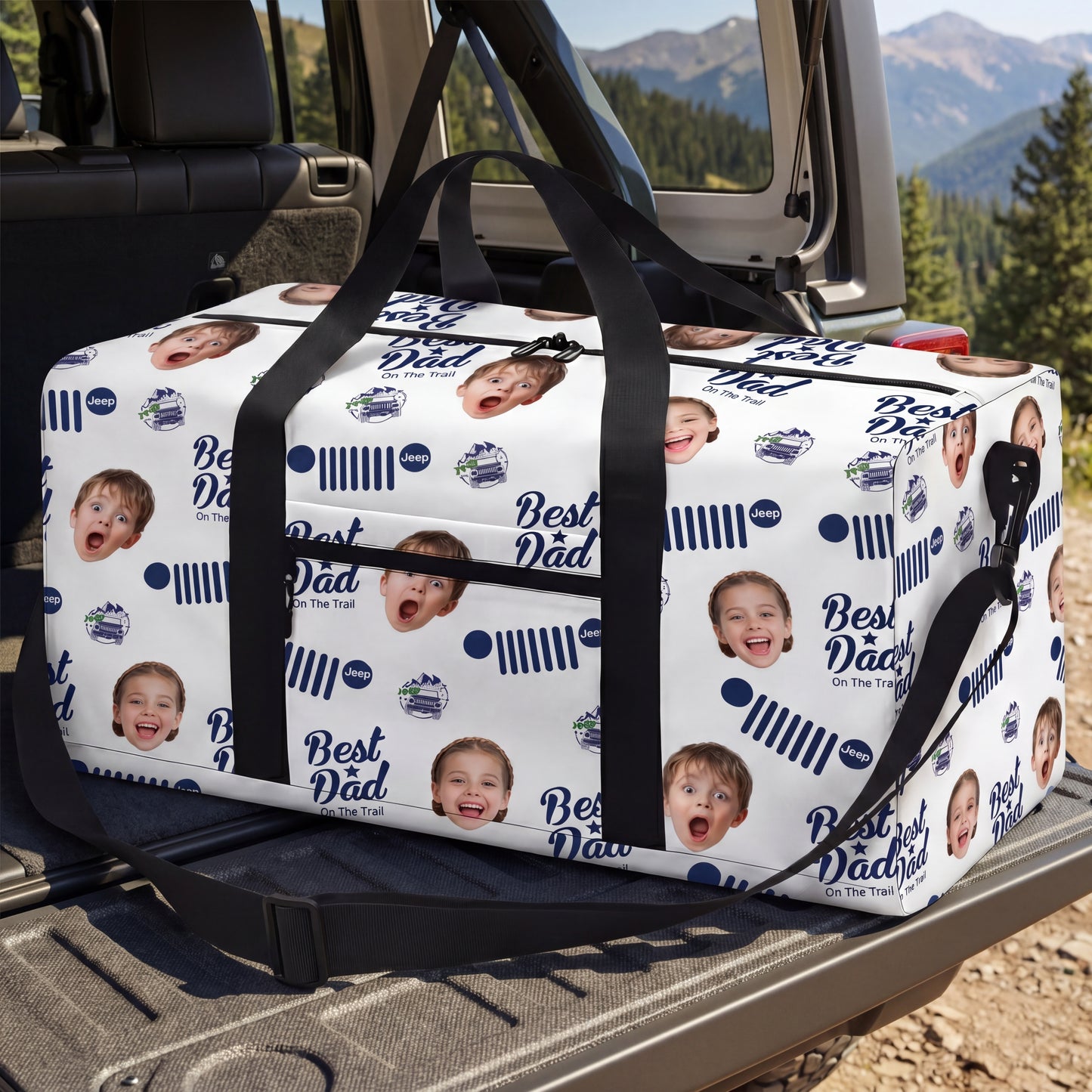 Jeep Dad Photo Personalized Duffle Bag