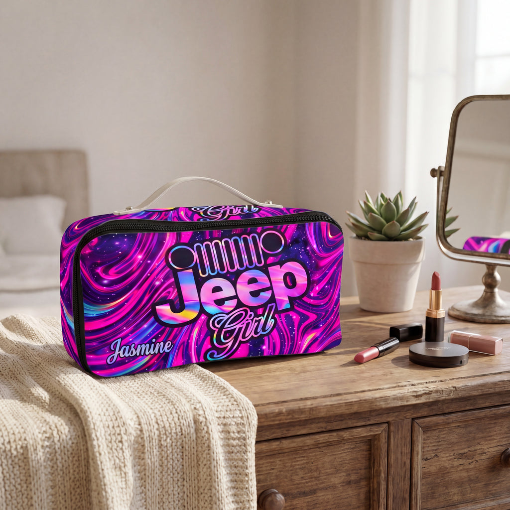Jeep Girl Personalized Leather Makeup Bag