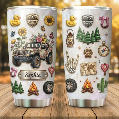 Floral Jeep Personalized 20oz Tumbler