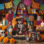 Love Never Dies Rose Skull Lady Personalized Quilted Tote Bag & Free-Motion Embroidery Wallet Set