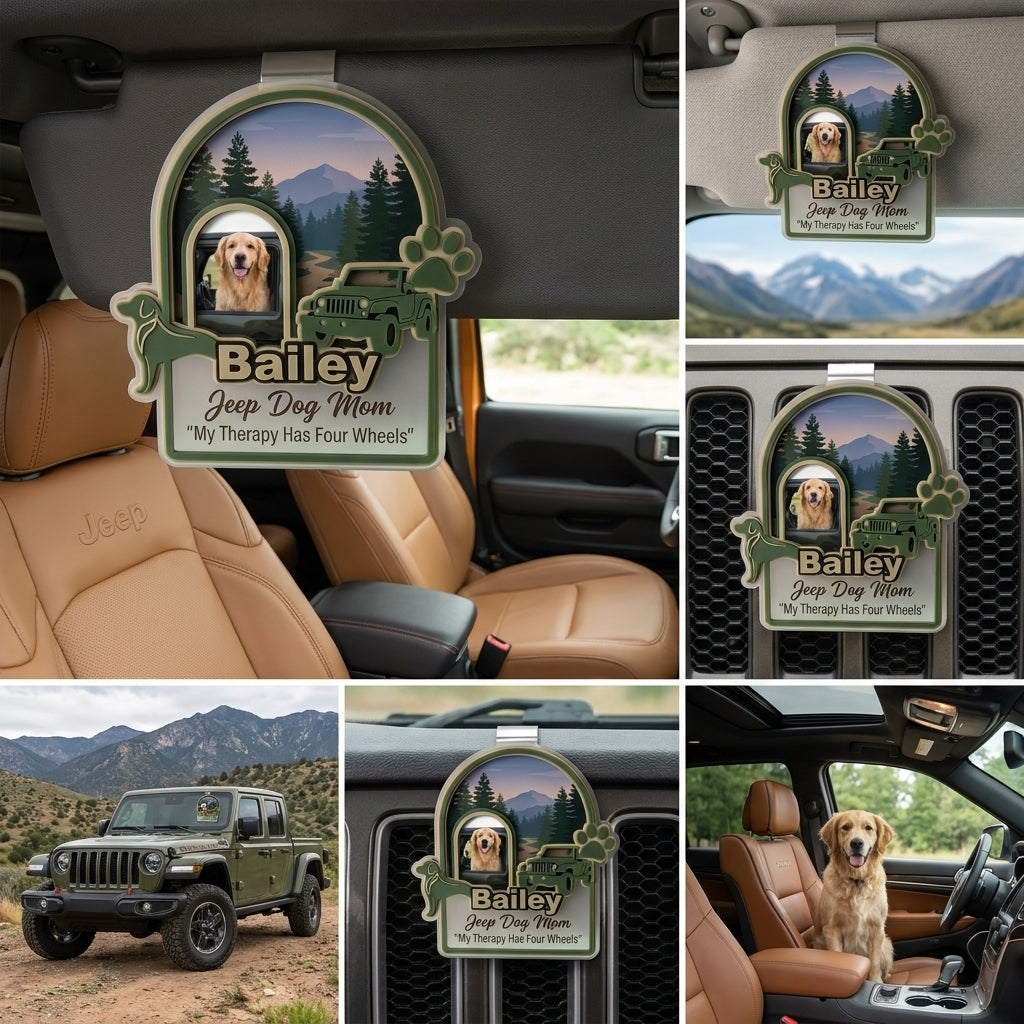 My Therapy Has Four Wheels Personalized Acrylic Car Visor Clip