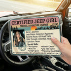 Certified Jeep Girl Personalized Acrylic Car Visor Clip