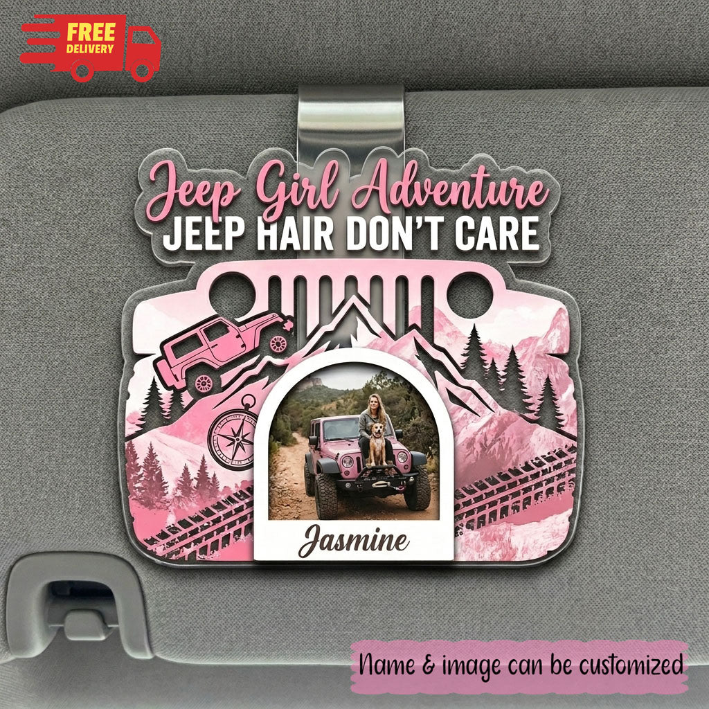 Jeep Girl Adventure Personalized Acrylic Car Visor Clip