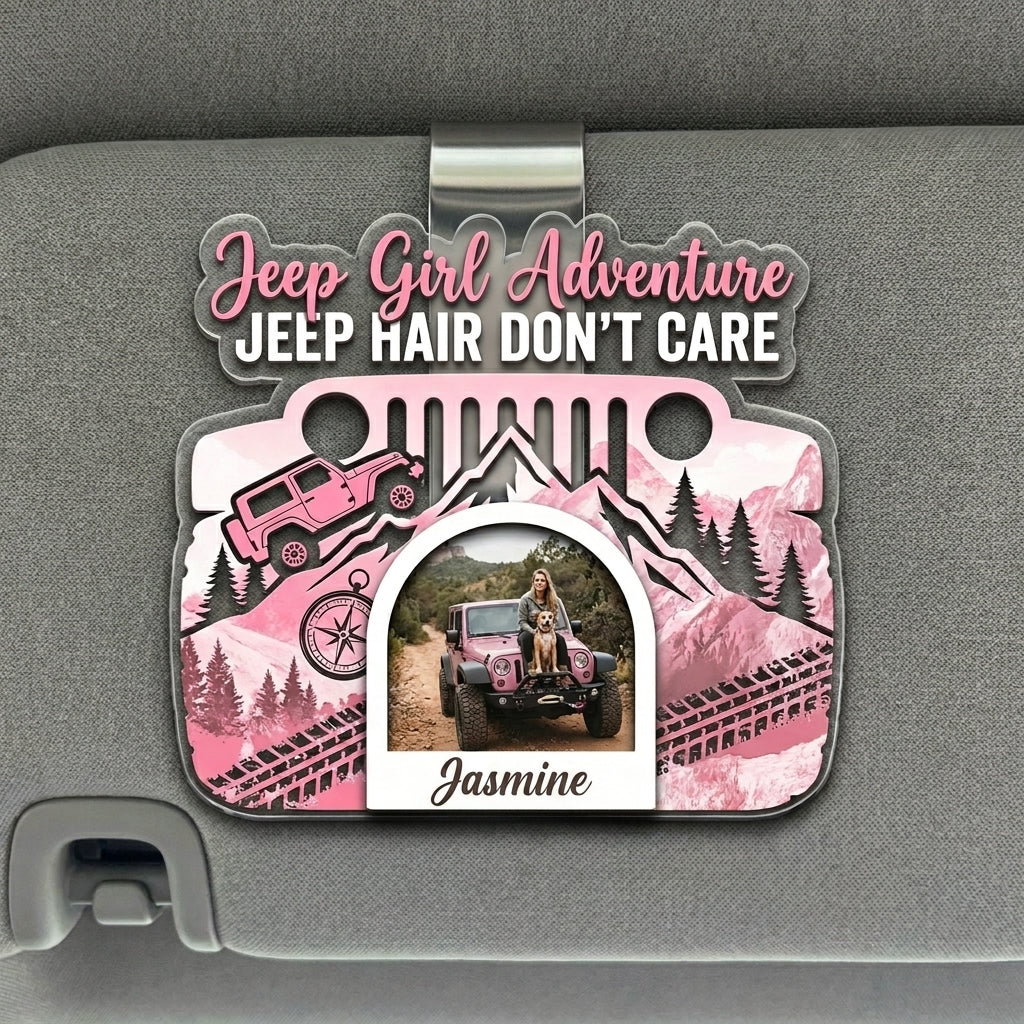 Jeep Girl Adventure Personalized Acrylic Car Visor Clip