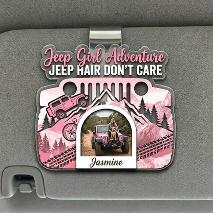 Jeep Girl Adventure Personalized Acrylic Car Visor Clip