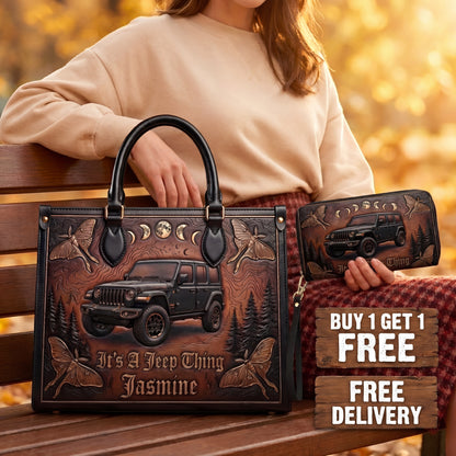 It's A Jeep Thing Personalized Leather Bag + Free Wallet