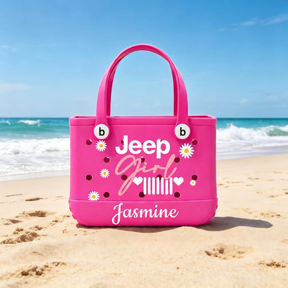 Jeep Girl Personalized Rubber Tote Bag