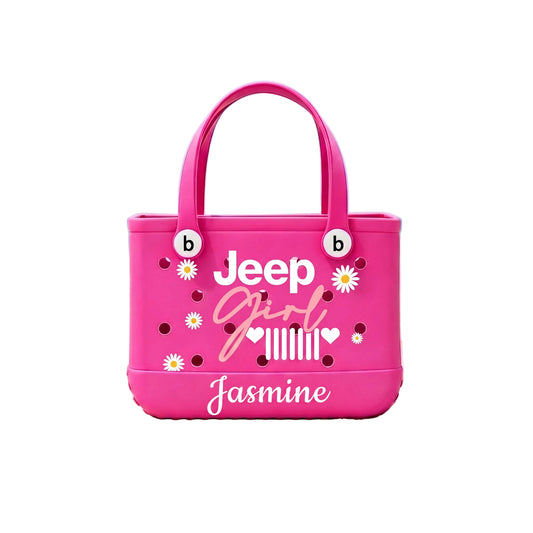 Jeep Girl Personalized Rubber Tote Bag