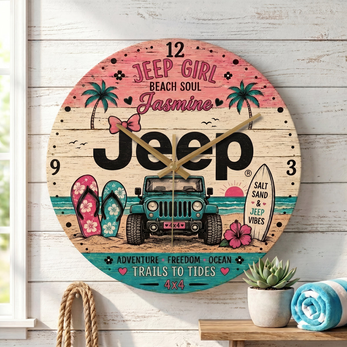 Jeep Vibes Personalized Wooden Clock