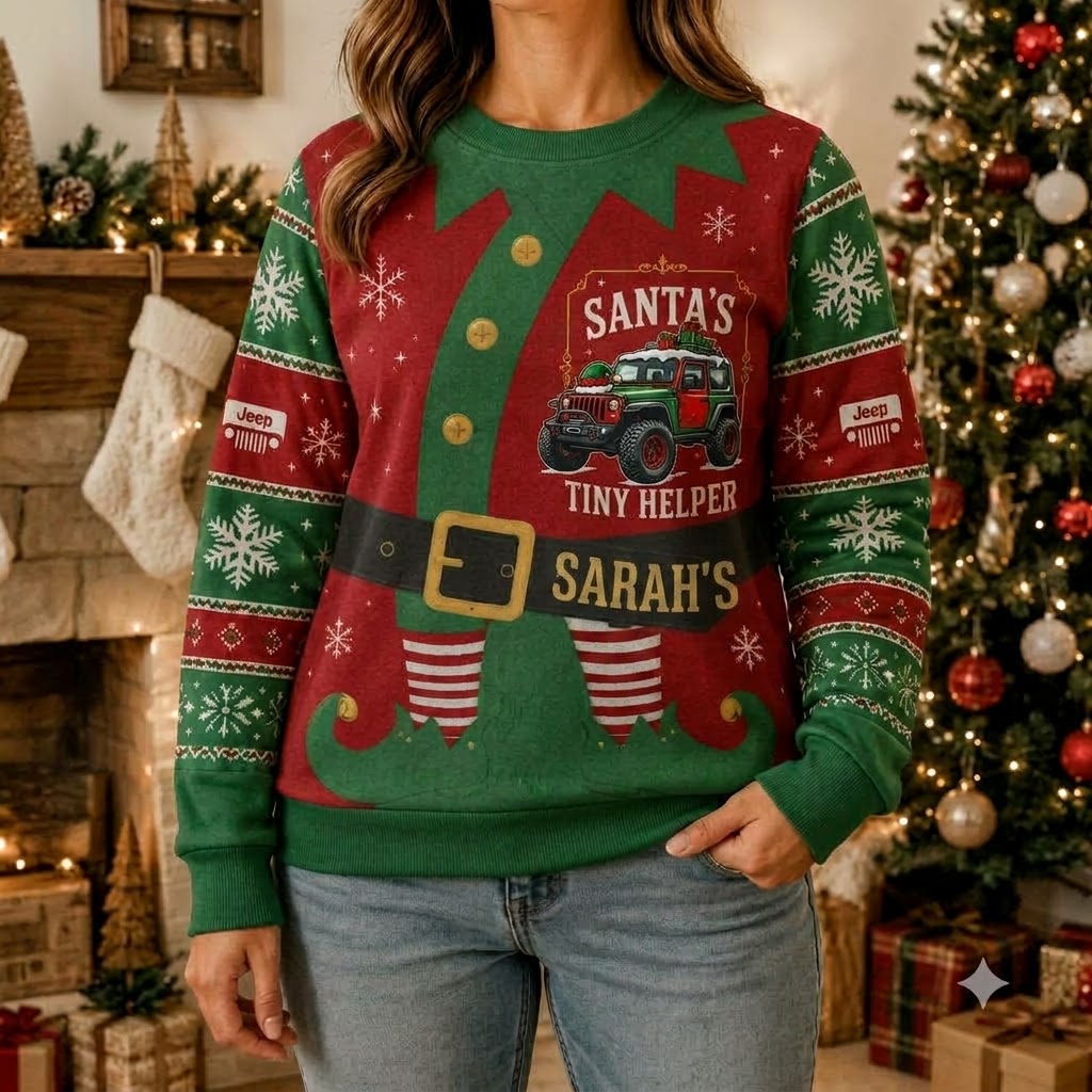 Santa Tiny Helper V2 Personalized Ugly Sweatshirt