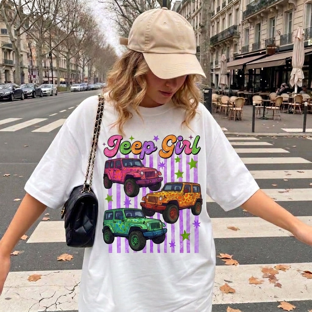 Colorful Jeep Girl Personalized T-Shirt