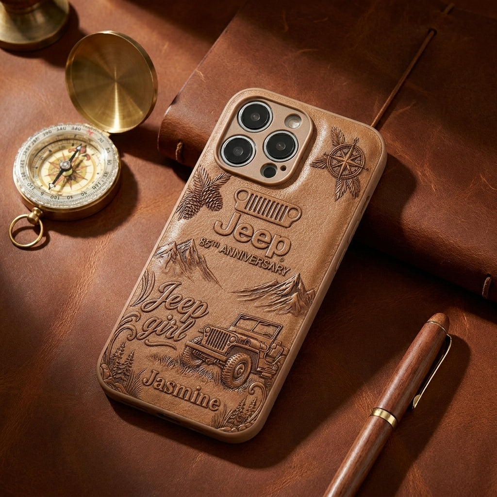 Jeep 85th Anniversary Personalized Leather Phone Case