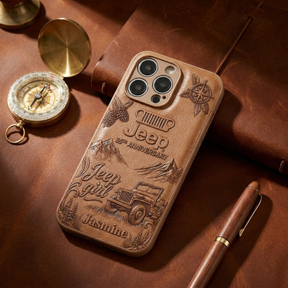 Jeep 85th Anniversary Personalized Leather Phone Case