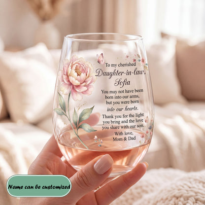 To My Cherished Daughter-in-Law  Personalized 15OZ Clear Wine Glass