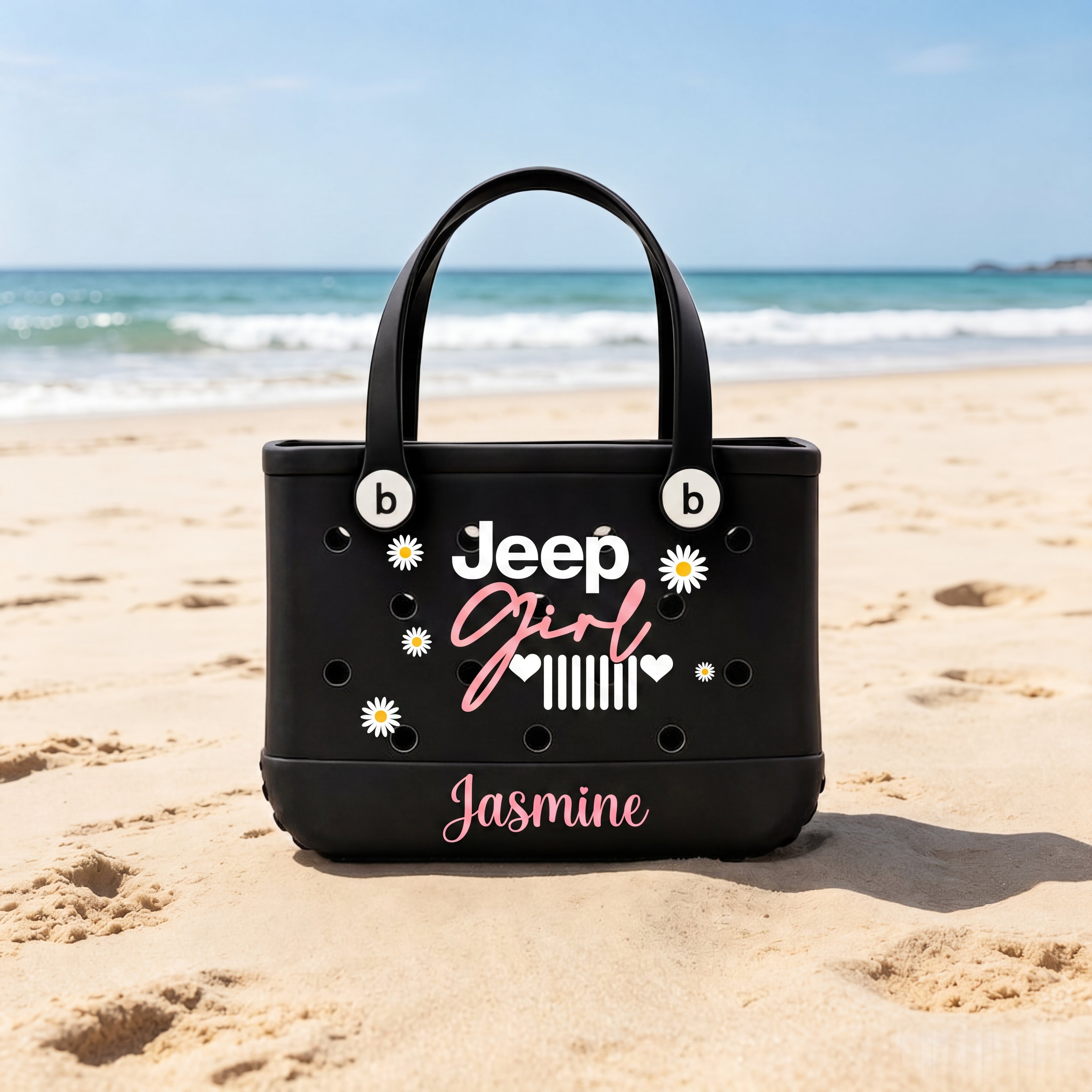 Jeep Girl Personalized Rubber Tote Bag